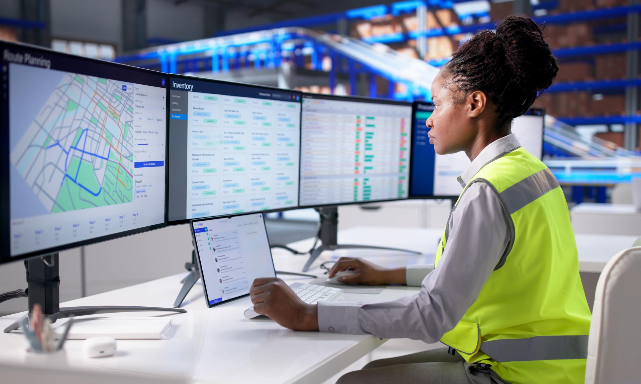 Operations specialist monitoring logistics and inventory dashboards